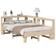 vidaXL Säng med bokhylla utan madrass 120x200 cm massiv furu
