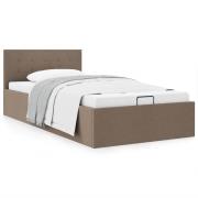 vidaXL Sängram hydraulisk förvaring utan madrass taupe 90x200 cm