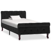 vidaXL Sängram svart sammet 90x200 cm