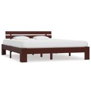 vidaXL Sängram utan madrass mörkbrun 140x200 cm massiv furu