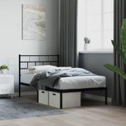 vidaXL Sängram med huvudgavel metall svart 80x200 cm
