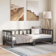 vidaXL Utdragbar dagbädd grå 2x(90x190) cm massiv furu