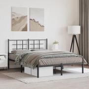 vidaXL Sängram med huvudgavel metall svart 140x190 cm