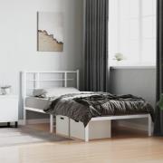 vidaXL Sängram med huvudgavel metall vit 107x203 cm