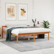vidaXL Sängram vaxad brun 160x200 cm massiv furu