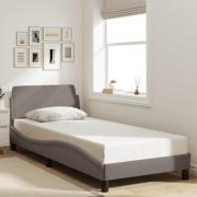 vidaXL Sängram med huvudgavel utan madrass taupe 90x200 cm tyg