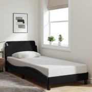 vidaXL Sängram med huvudgavel utan madrass svart 90x190 cm tyg