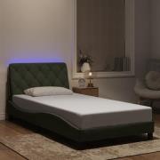 vidaXL Sängram med LED-belysning ljusgrå 100x200 cm sammet
