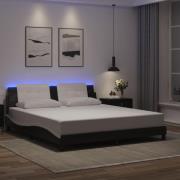 vidaXL Sängram med LEDs utan madrass svart och vit 180x200 cm