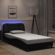 vidaXL Sängram med LED-belysning svart 100x200 cm konstläder