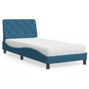 vidaXL Bed with Mattress Blue 80x200 cm Velvet