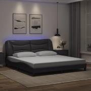 vidaXL Sängram med LED-belysning grå 180x200 cm konstläder