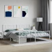 vidaXL Sängram med huvudgavel och fotgavel vit metall 200x200 cm