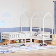 vidaXL Sängram med bänk och tak vit 100x200 cm massiv furu