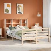 vidaXL Säng med bokhylla utan madrass 120x200 cm massiv furu