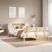 vidaXL Säng med bokhylla utan madrass 140x190cm massiv furu