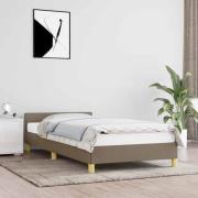 vidaXL Sängram med huvudgavel utan madrass taupe 90x200 cm tyg