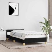 vidaXL Sängram med huvudgavel utan madrass svart 90x200 cm tyg