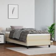 vidaXL Ramsäng med bäddmadrass gräddvit 100x200 cm konstläder
