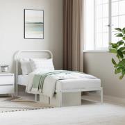 vidaXL Sängram med huvudgavel metall vit 90x200 cm
