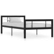 vidaXL Sängram utan madrass svart & vit metall 100x200 cm