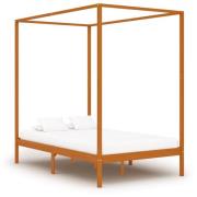 vidaXL Sänghimmel utan madrass honungsbrun massivt trä 120x200 cm