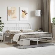 vidaXL Sängram med huvudgavel metall vit 160x200 cm