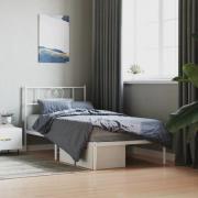 vidaXL Sängram med huvudgavel metall vit 107x203 cm