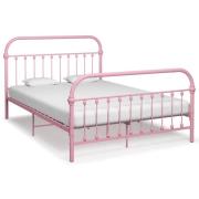 vidaXL Sängram utan madrass rosa metall 140x200 cm