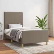 vidaXL Sängram utan madrass Taupe 90x190 cm tyg