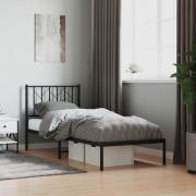 vidaXL Sängram med huvudgavel metall svart 80x200 cm