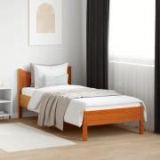 vidaXL Sängram utan madrass vaxbrun 100x200 cm massiv furu