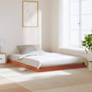 vidaXL Sängram vaxad brun 135x190 cm massiv furu