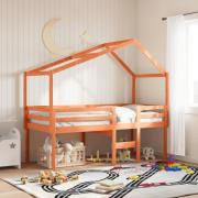 vidaXL Hög säng med tak vaxad brun 80x200 cm massiv furu