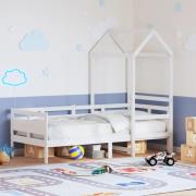 vidaXL Dagbädd med tak vit 90x200 cm massiv furu