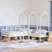 vidaXL Dagbänk med bänk och tak vit 90x200 cm massiv furu