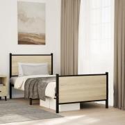 vidaXL Sängram utan madrass metall sonoma-ek 80x200 cm