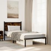 vidaXL Sängram utan madrass metall rökfärgad ek 75x190 cm