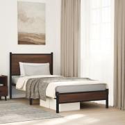 vidaXL Sängram utan madrass metall brun ek 80x200 cm