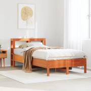 vidaXL Sängram utan madrass vaxbrun 100x200 cm massiv furu