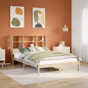 vidaXL Säng med bokhylla utan madrass 140x200cm massiv furu