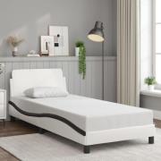 vidaXL Sängram med huvudgavel vit och svart 90x200 cm konstläder