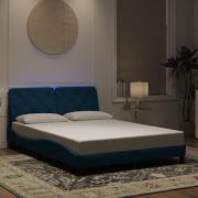 vidaXL Bed Frame with LED without Mattress Blue 140x190 cm Velvet