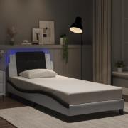 vidaXL Bed Frame with LED without Mattress "Zadar" White and Black 90x...