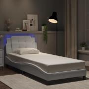 vidaXL Sängram med LED-belysning vit 80x200 cm konstläder