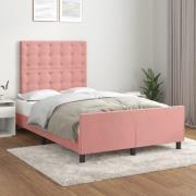 vidaXL sängram utan madrass rosa 120x190 cm sammet