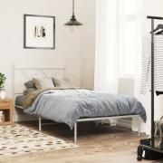 vidaXL Sängram med huvudgavel metall vit 90x200 cm