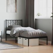 vidaXL Sängram med huvudgavel metall svart 75x190 cm