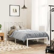 vidaXL Sängram utan madrass med huvudgavel metall vit 75x190 cm