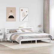 vidaXL Sängram med huvudgavel utan madrass vit 200x200 cm
